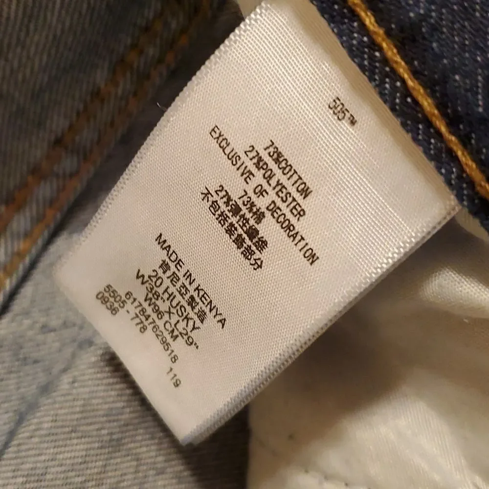 Levi's 505 Relaxed Fit Medium Wash Blue Jeans Size 20 Husky